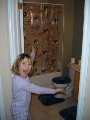 Kaitlyn showing her bathroom
