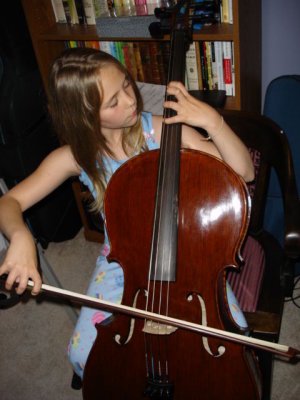 Kaitlyn trying out the Cello