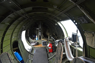 looking back toward rear hatch from the area of the ball turret