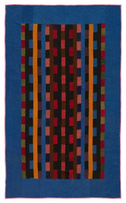 099:Bricks in Bars crib quilt, Ada Gingerich, Arthur, IL circa 1930 46x76