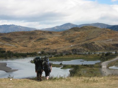patagonia torres del paine - 2 czech walkers just starting weeks walk
