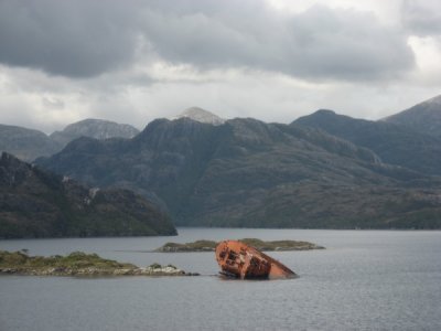 wreck in chilean fjords