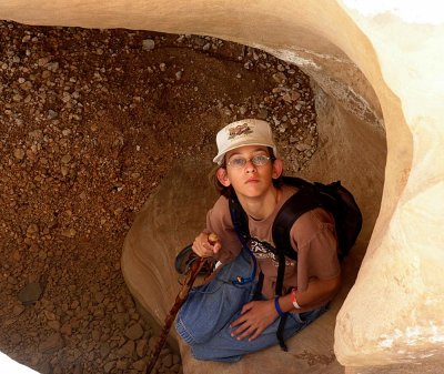 Crevice crawling in the Slot Canyons