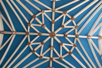 Bosses in the lierne vaulted roof of the Lady Chapel