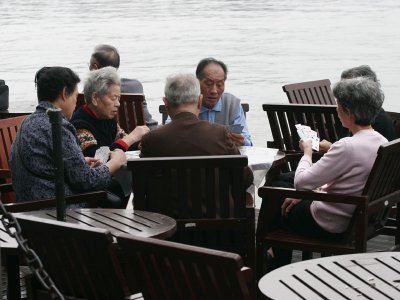 Early morning cards by the lake