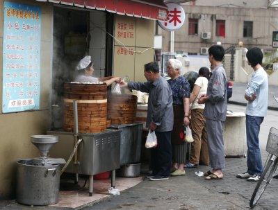 Queuing for steamed dumplings