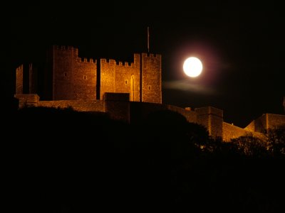 Full moon over Dover Castle