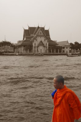 A monk, a river, a temple