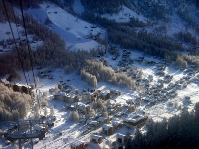 Zinal, the village, from the cable car