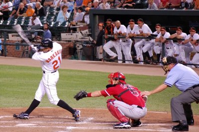 Nick Markakis takes a mighty swing