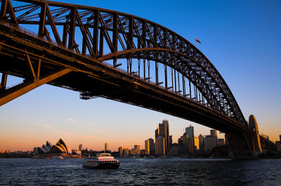 Sydney Harbour Bridge & Opera House as the sun sets