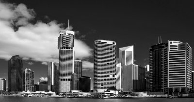 Brisbane CBD in black and white