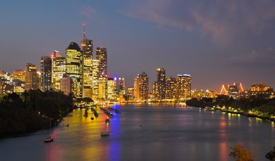 Brisbane by night cityscape