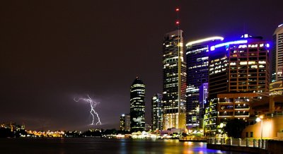 Brisbane Eagle Street Pier - bolt of lightning!