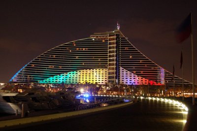 The Jumeriah Hotel next door had its own light show as well.