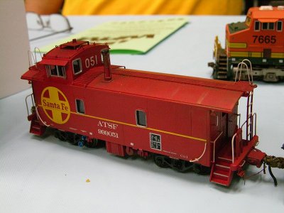 Superdetailed ATSF Caboose using the Centralia Car Shops model with Details West parts.