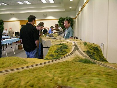 The Free-mo HO Layout - Wyeth module in foreground by Chris Palomarez