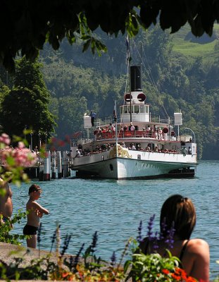 Steam ship in Vitznau (Lake Lucerne)