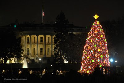 The National Christmas Tree  & The White House at Night