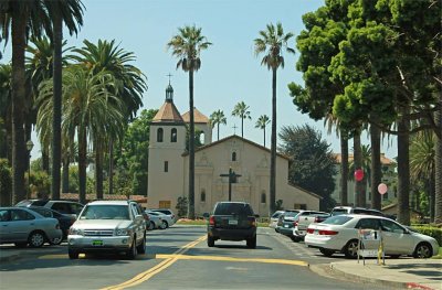 Driving onto University of Santa Clara Campus