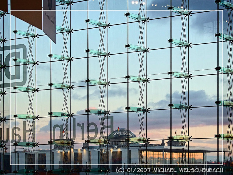 Glass Dome of the German Parliament seen from Berlin Central Station