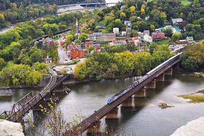 Harpers Ferry and a Train from the Cliff