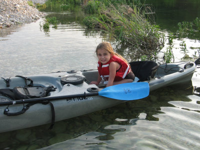 My daughter on her first kayak trip