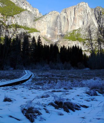 Snowy Boardwalk to Yosemite Falls