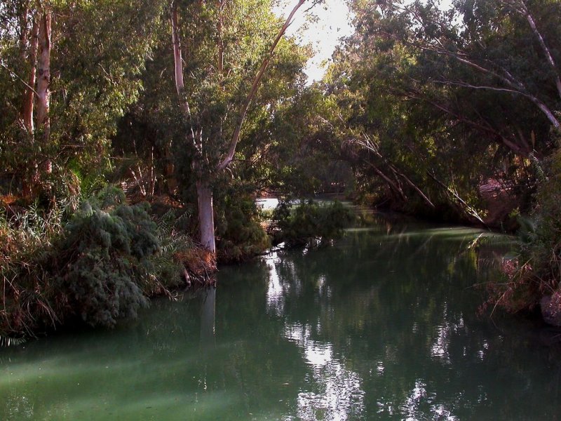 the River Jordan at the tradtional baptism site (or convenient place for a visitor centre)