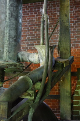 steam inlet and bottom of cylinder of working replica Newcomen engine