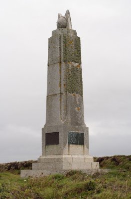 The memorial commemorating Marconis 1st successful radio transmission across the Atlantic from Poldhu; visitor the centre