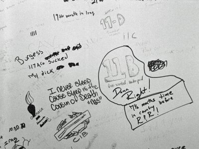'I Never Sleep' On A Bathroom Wall