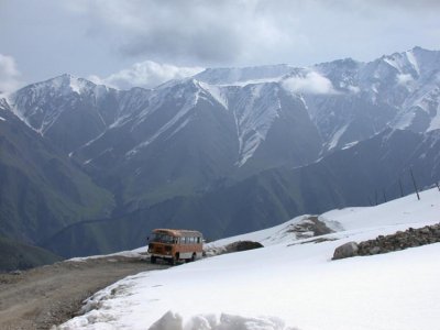 Our bus in TienShan mountains Almaty