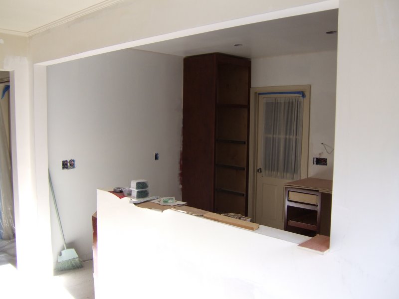 Some cabinets begin to be placed