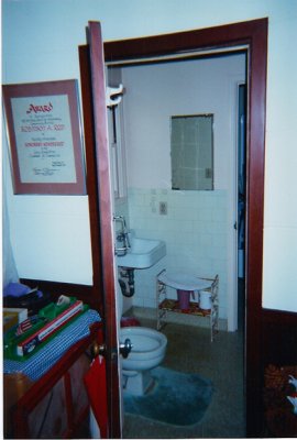 The bathroom off this guest room had mold behind the walls. EVERY inch of the walls, ceiling and floor had to be removed.
