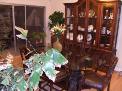 And here is the dining room. All the furniture is from Bali. We shipped several crates of furniture home when we visited Bali