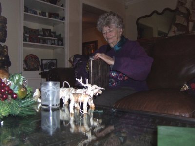 Grandma opening presents
