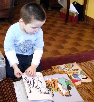 Daniel and his coloring book.