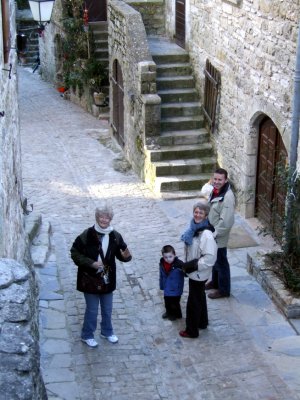 Walking down a street in La Couvertoirade.