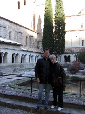Justin and Grandma at St Guilhelm le Desert.