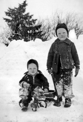 Deane & Toots Playing In Snow - Vertical