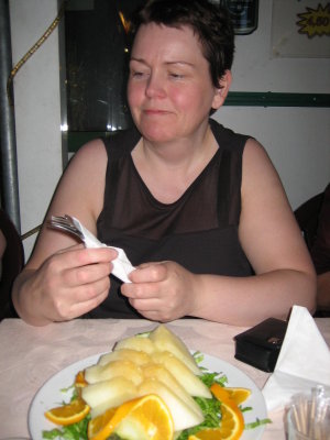 Guðlaug með eftirréttinn