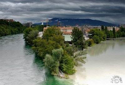 Junction of the Rhone and Arve rivers