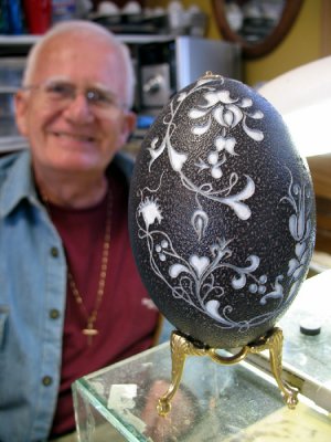 Jerry Bontrager With Carved Emu Egg