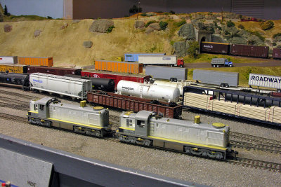 Clyde King's in-progress Alco RSD-5s. These will eventually become Southern Pacific units.  See my other gallery for more detailed images.