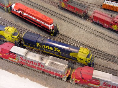 overhead view of Rich's kitbashed Santa Fe GE C30-7 #8134