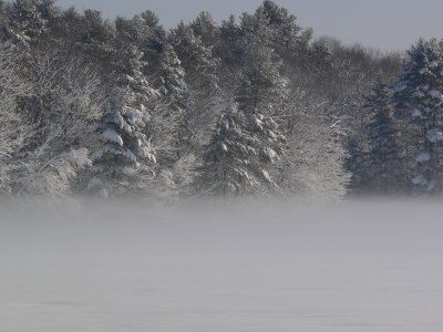 Snow & Fog on the Lake