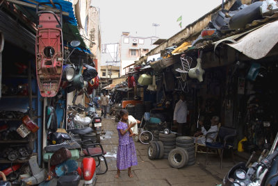 Girl in junkyard