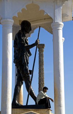 At the feet of Gandhi