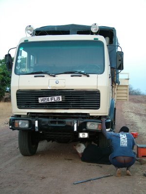 Day 7 Overland truck with a puncture.JPG